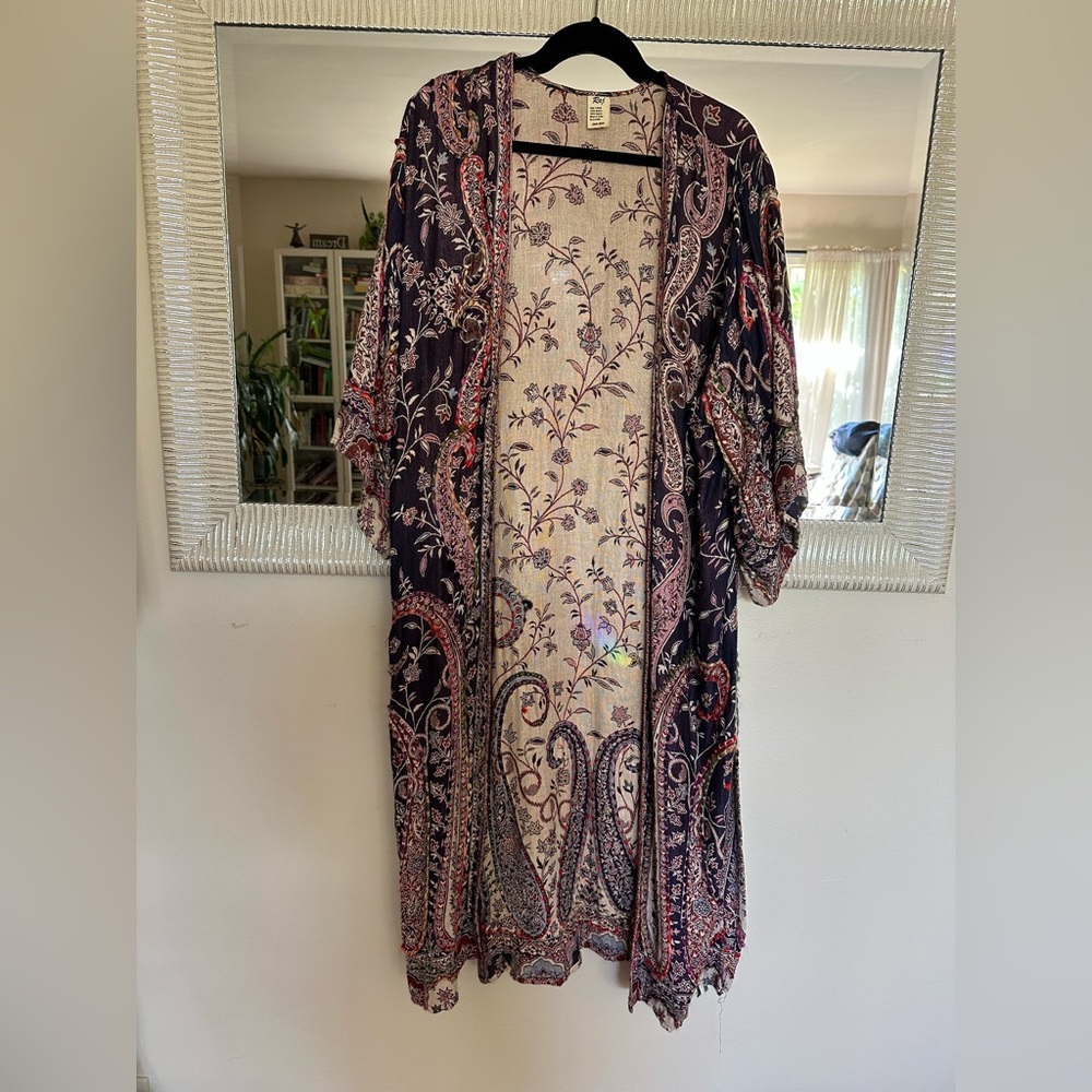 Raj Purple and Cream Floral Robe